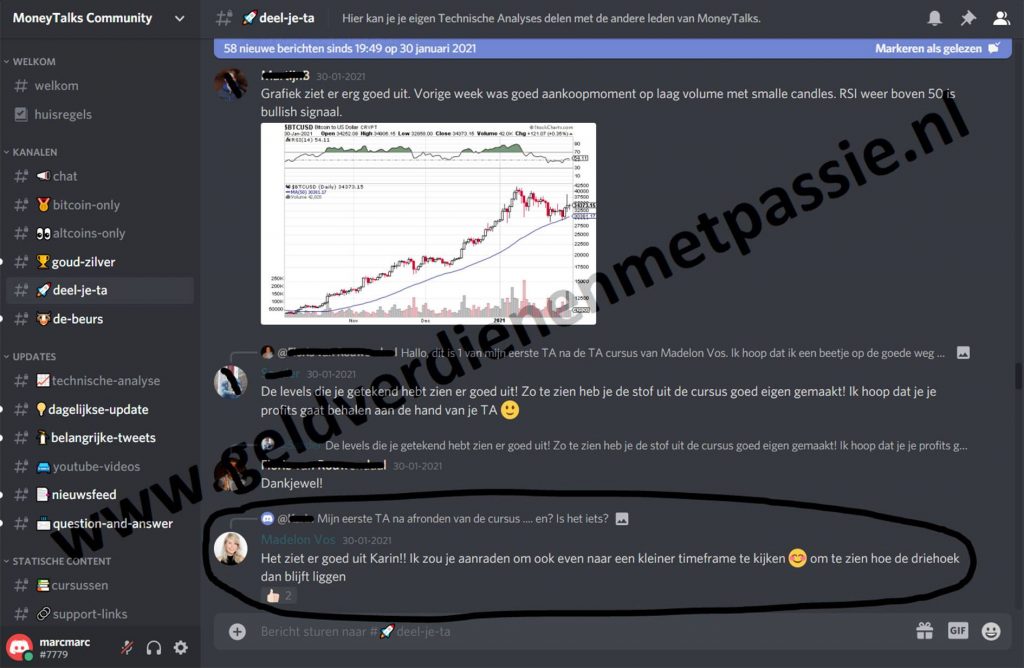 Op deze foto zie je Moneytalks community. Mijn #4 van beste crypto signalen