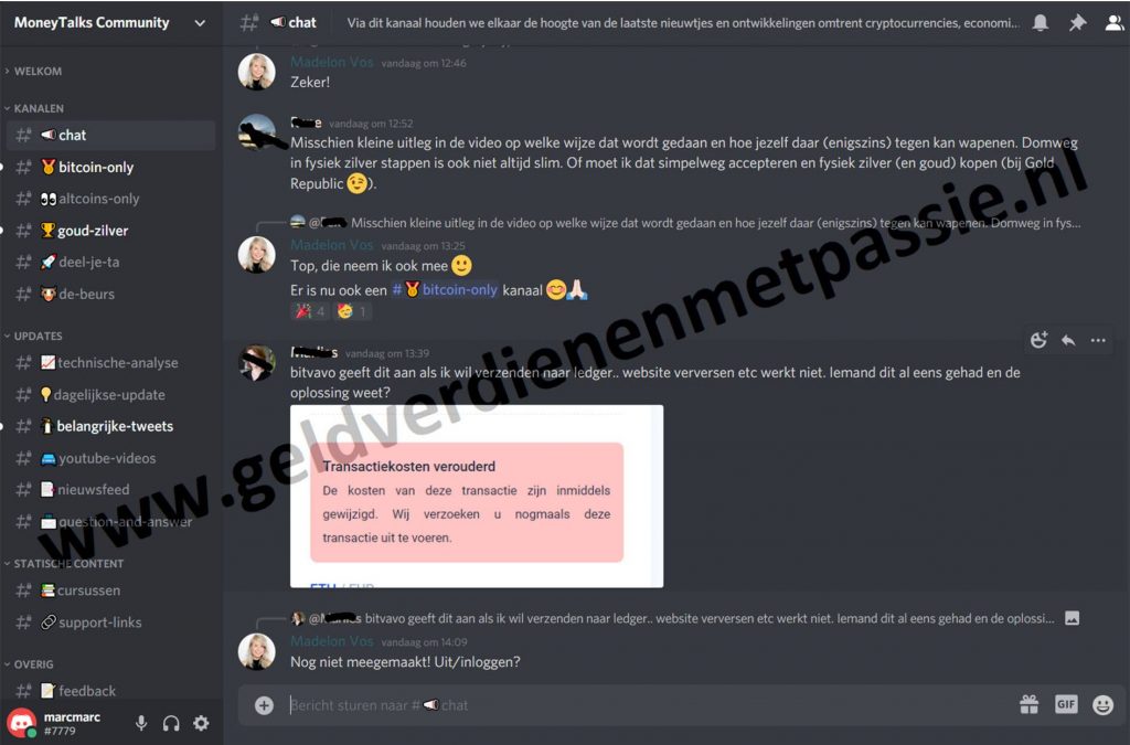 Op deze foto zie je Moneytalks community. Mijn #4 van beste crypto signalen