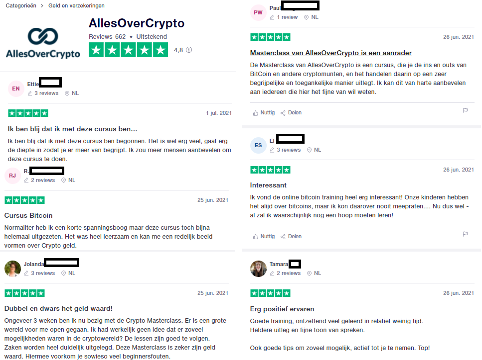 Op deze foto zie je AllesOverCrypto ervaringen, het bedrijf achter Crypto Mastery