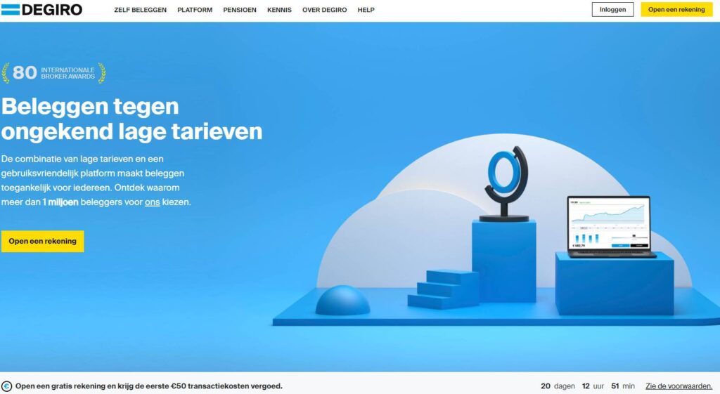 Op deze foto zie je de website van DEGIRO