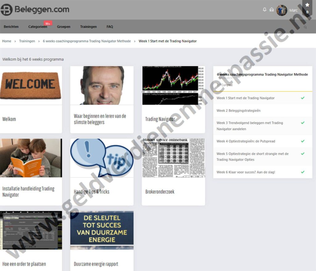 Op deze foto zien we de omgeving van de Trading Navigator Methode