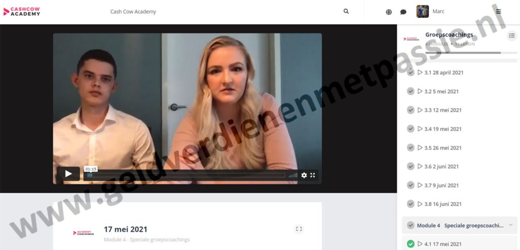 Op deze foto zie je Bonus 1 – Groepscoaching van de Cash Cow Academy