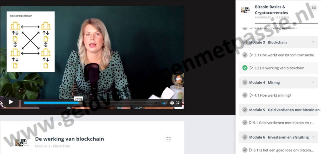 Op deze foto zie je Module 3 - Blockchain van de Crypto en Trading Academy
