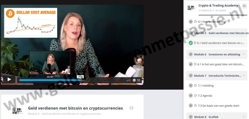 Op deze foto zie je Module 5 - Geld verdienen met bitcoin en cryptocurrencies van de Crypto en Trading Academy
