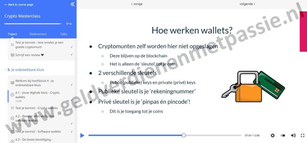 Op deze foto zie je Module 4: Je onbreekbare kluis van de Crypto Masterclass in Money Mastery van AllesOverCrypto