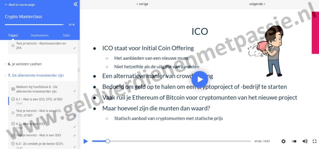 Op deze foto zie je Module 6: De allereerste investeerder zijn van de Crypto Masterclass in Money Mastery van AllesOverCrypto