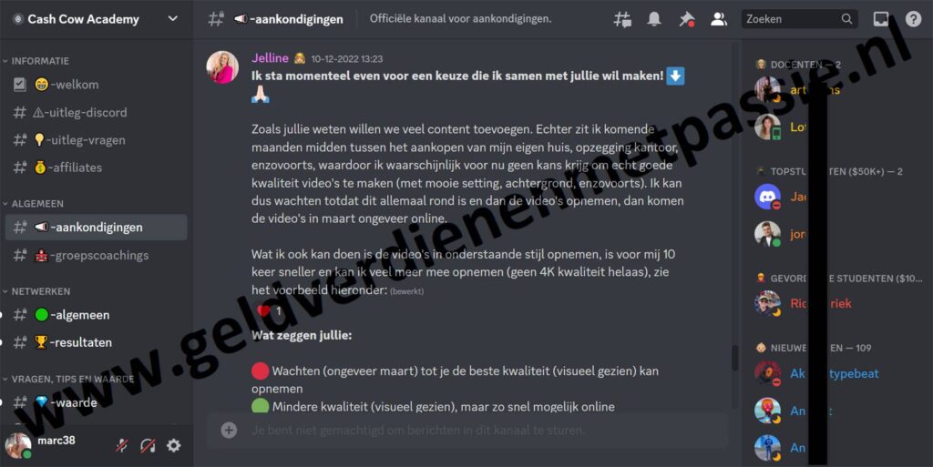 Op deze foto zie je de Bonus 1 - Cash Cow Academy Community