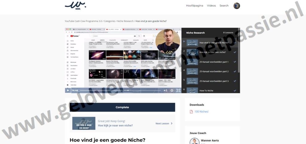Op deze foto zie je Module #5 - Niche Research van de Wanner Cash Cow (Wanner Aarts)