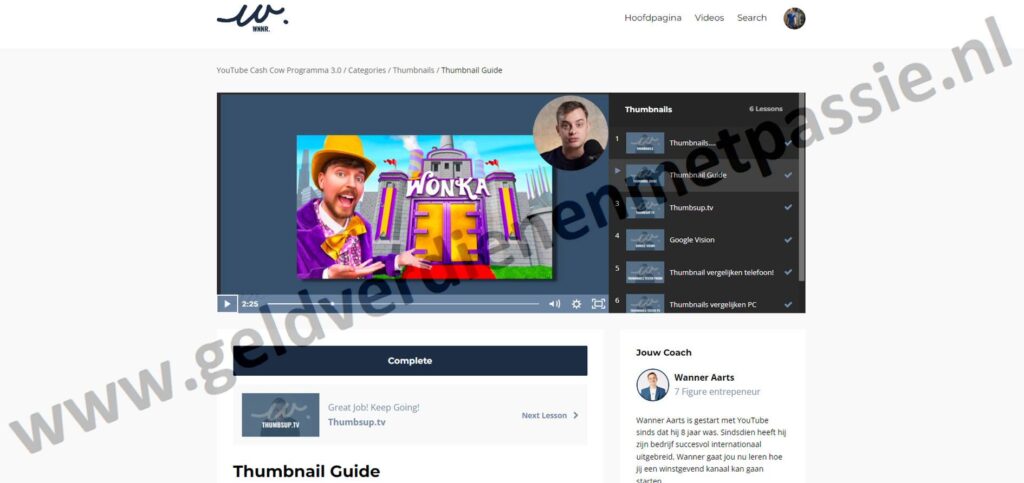 Op deze foto zie je Module #9 - Thumbnails van de Wanner Cash Cow (Wanner Aarts)