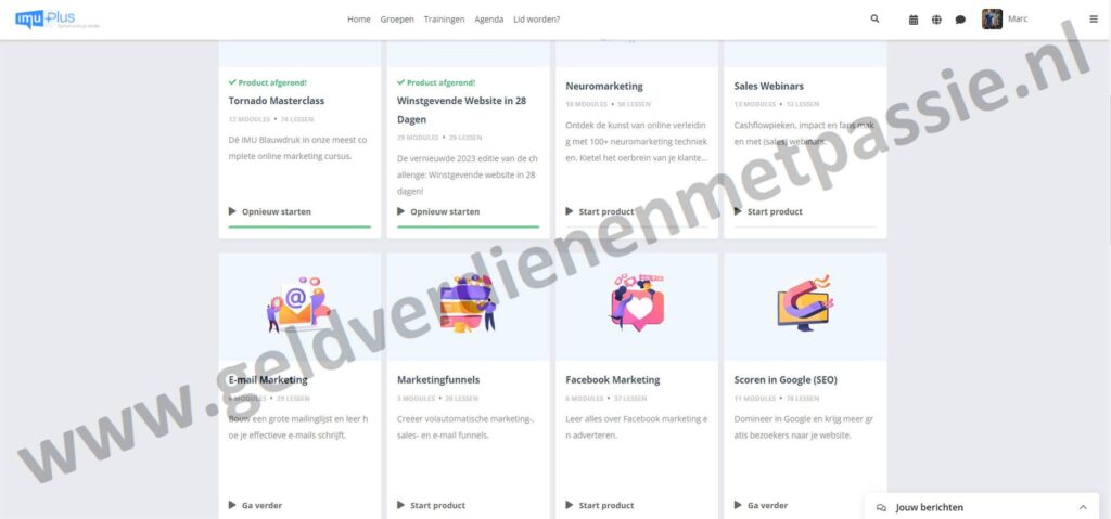 Op deze foto zie je de online omgeving van de IMU Legacy Deal