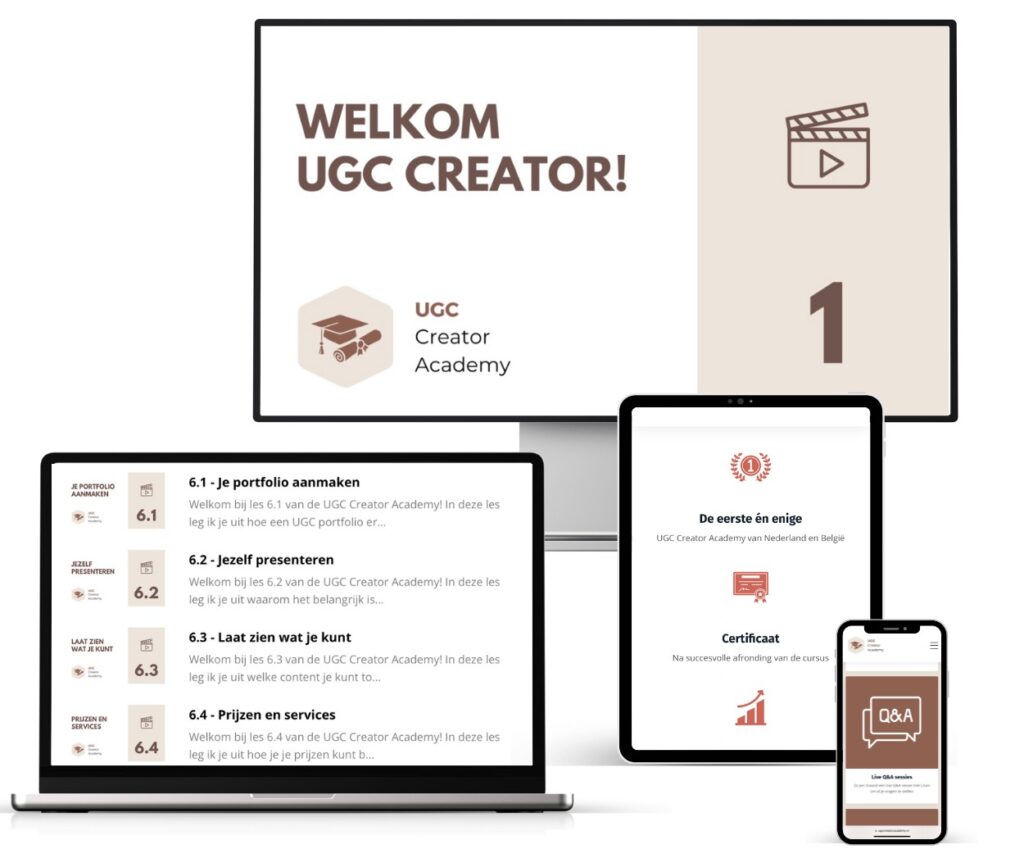 Op deze foto zie je de UGC Creator Academy Black Friday Actie