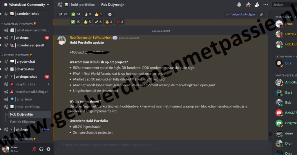 Op deze foto zie je de Crypto signalen van