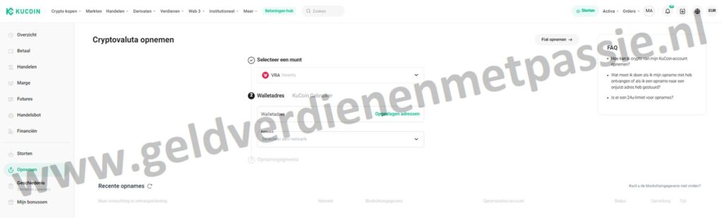 Op deze foto zie je de instructies van crypto omzetten van kucoin naar mexc