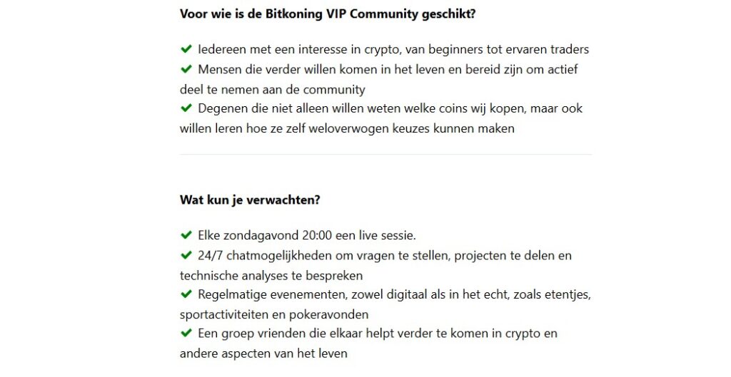 Op deze foto zie je Bitkoning VIP Community. Mijn #2 van beste crypto signalen