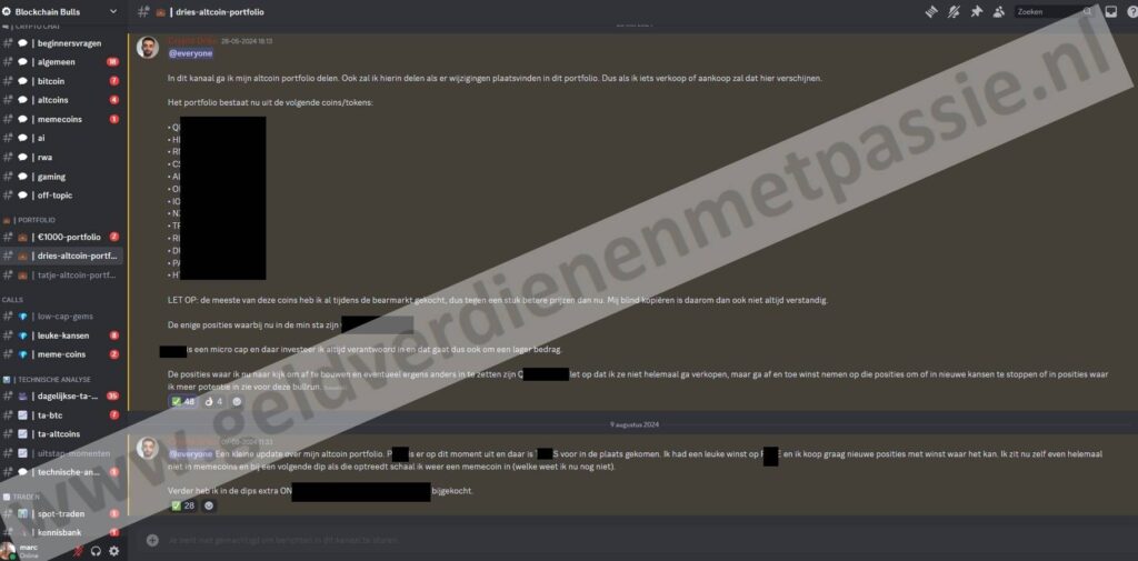 Op deze foto zie je BlockChain Bulls Community. Mijn #3 van beste crypto signalen