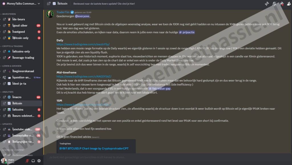 Op deze foto zie je Moneytalks community. Mijn #4 van beste crypto signalen