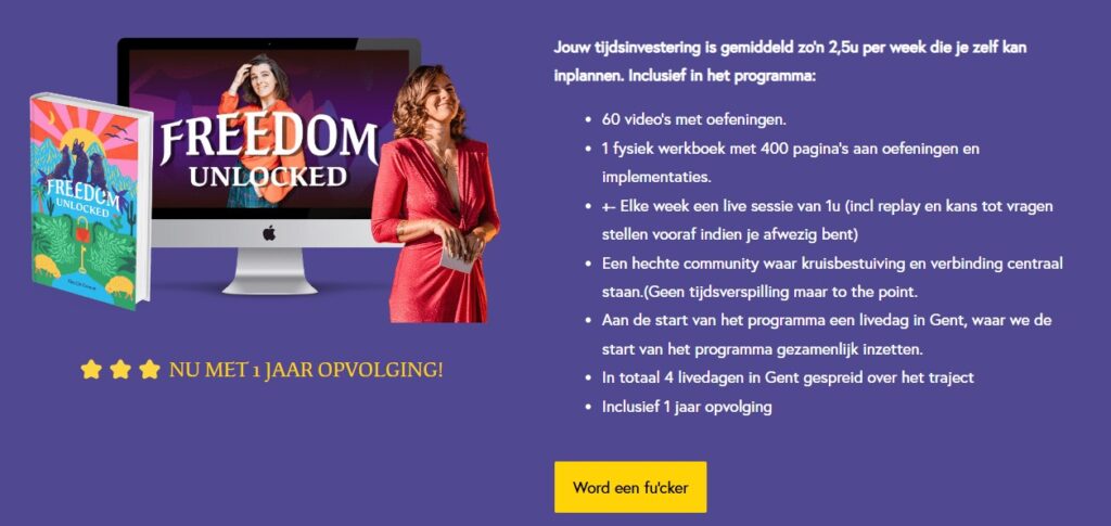 Op deze foto zie je de inhoud van het traject van Freedom Unlocked