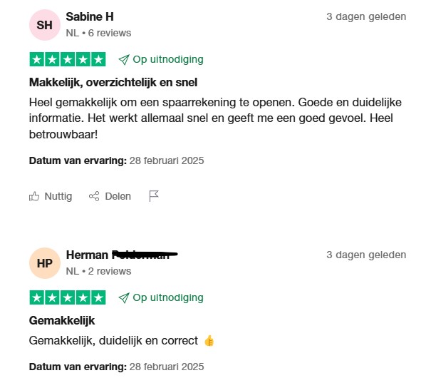 Op deze foto zie je Raisin trustpilot ervaringen