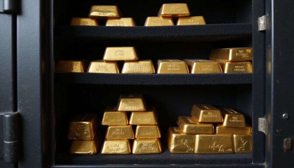 Op deze foto zie je fysiek goud in een kluis