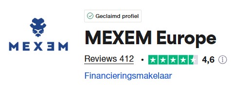 Op deze foto zie je het trustpilot cijfer van MEXEM