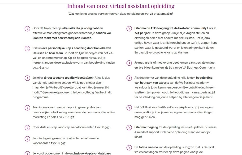 Op deze foto zie je de VA Business Academy. Mijn #1 van beste virtueel assistant opleiding